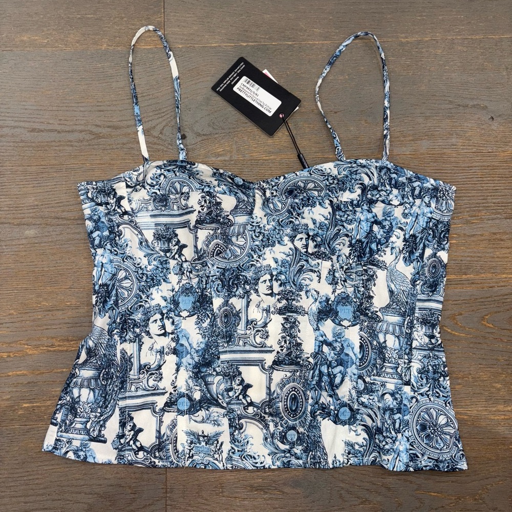 Blue and White Bustier Camisole tank top